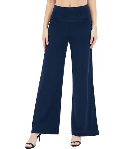 Women's Dress Pants Solid Wide Leg Casual Sport Trousers Straight Leg High Waist Stretch Pants Navy Blue $11.64 Pants