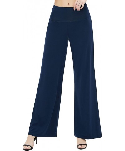 Women's Dress Pants Solid Wide Leg Casual Sport Trousers Straight Leg High Waist Stretch Pants Navy Blue $11.64 Pants