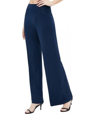 Women's Dress Pants Solid Wide Leg Casual Sport Trousers Straight Leg High Waist Stretch Pants Navy Blue $11.64 Pants