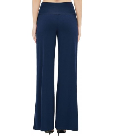 Women's Dress Pants Solid Wide Leg Casual Sport Trousers Straight Leg High Waist Stretch Pants Navy Blue $11.64 Pants