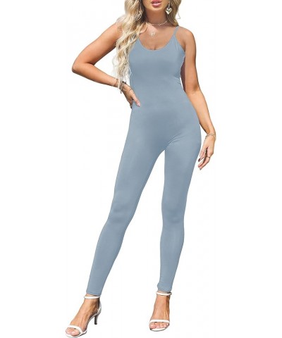 Amilia Womens Spaghetti Strap Bodycon Tank One Piece Jumpsuits Rompers Playsuit Blue Grey $11.88 Jumpsuits