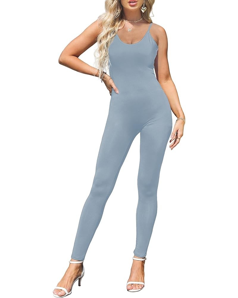 Amilia Womens Spaghetti Strap Bodycon Tank One Piece Jumpsuits Rompers Playsuit Blue Grey $11.88 Jumpsuits