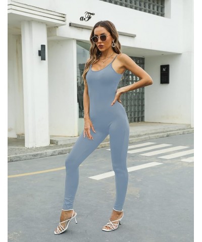 Amilia Womens Spaghetti Strap Bodycon Tank One Piece Jumpsuits Rompers Playsuit Blue Grey $11.88 Jumpsuits