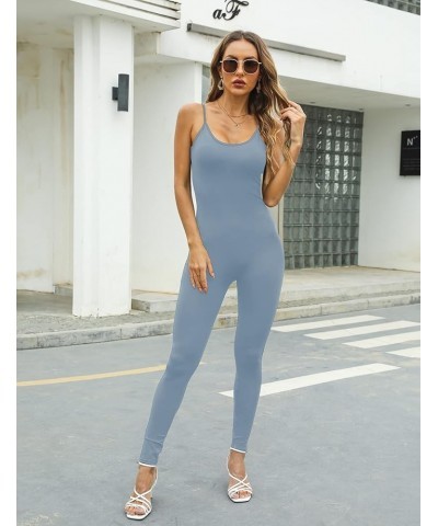 Amilia Womens Spaghetti Strap Bodycon Tank One Piece Jumpsuits Rompers Playsuit Blue Grey $11.88 Jumpsuits