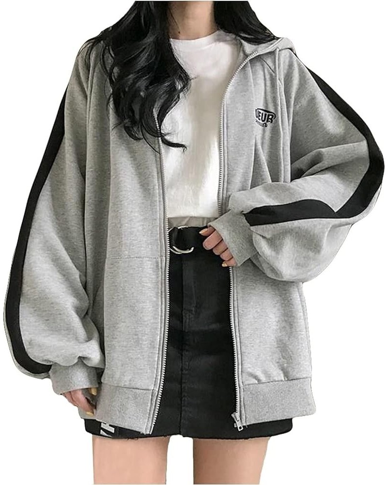 Womens Zip Up Hoodie Cute Oversize Basic Hoodies Y2k Aesthetic Plus Size Sweatshirts Comfy Jacket Teen Girls Gray,brown $10.4...