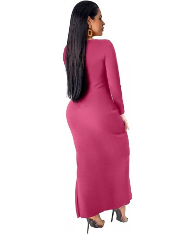 Women's Long Sleeve Dress Midi Casual V Neck Dresses Waist Ruched Bodycon Side Slit Cocktail Party Dress Rosered $22.41 Dresses