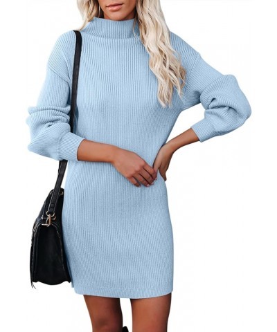 Womens Sweater Dress Long Sleeve Pullover Ribbed Knit Short Fall Clothes Sweaters Outfit Light Blue $24.29 Sweaters