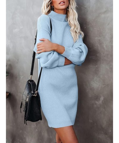 Womens Sweater Dress Long Sleeve Pullover Ribbed Knit Short Fall Clothes Sweaters Outfit Light Blue $24.29 Sweaters