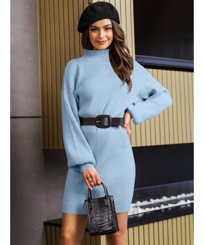 Womens Sweater Dress Long Sleeve Pullover Ribbed Knit Short Fall Clothes Sweaters Outfit Light Blue $24.29 Sweaters