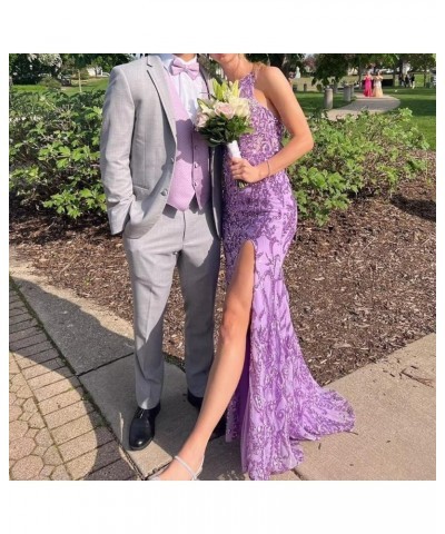 Sparkly Sequin Mermaid Prom Dress 2024 with Slit for Women One Shoulder Formal Evening Gown YZTS141 Burgundy $34.50 Dresses