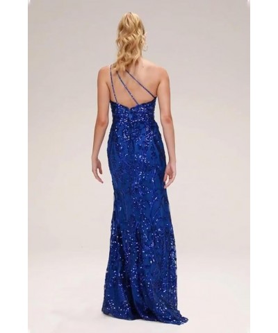 Sparkly Sequin Mermaid Prom Dress 2024 with Slit for Women One Shoulder Formal Evening Gown YZTS141 Burgundy $34.50 Dresses