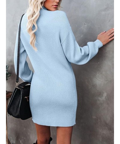 Womens Sweater Dress Long Sleeve Pullover Ribbed Knit Short Fall Clothes Sweaters Outfit Light Blue $24.29 Sweaters