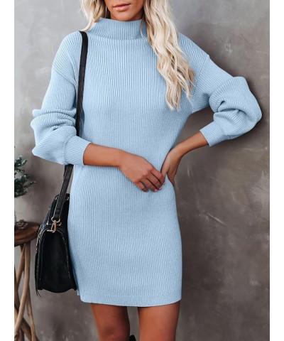 Womens Sweater Dress Long Sleeve Pullover Ribbed Knit Short Fall Clothes Sweaters Outfit Light Blue $24.29 Sweaters