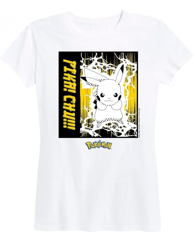 Pokémon - Best of Pikachu Women's Short Sleeve Graphic T-Shirts Pikachu Anime Lightning Scene - White $12.50 T-Shirts