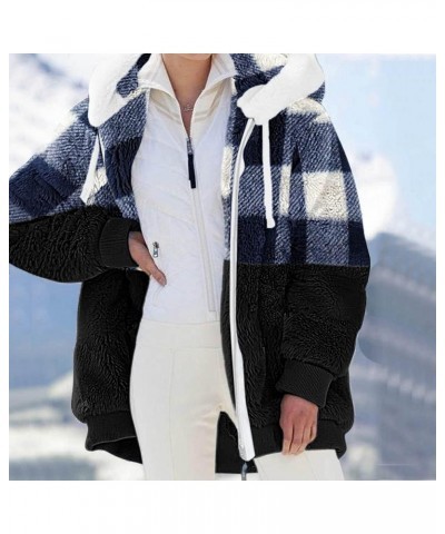 Womens 2023 Winter Solid Fuzzy Open Front Fleece Hooded Cardigans Sherpa Jacket Coats Outerwear with Pocket 04-blue $13.36 Ja...