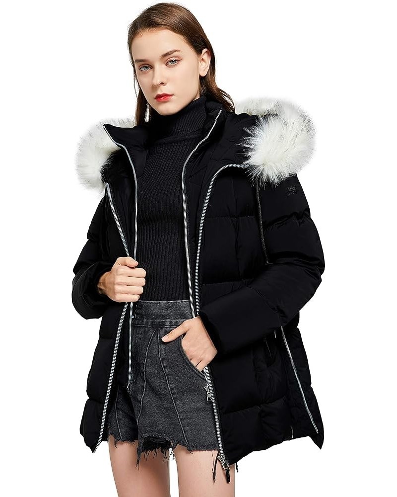 Women's Thickened Winter Bubble Down Coat Inner Vest Hooded Puffer Jacket Caviar $59.45 Jackets