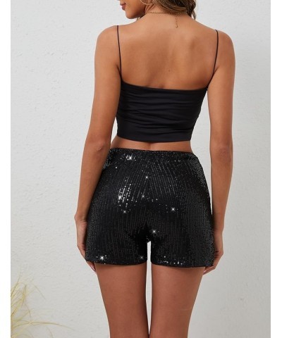 Women's Sequin Shorts High Waist Sparkle Party Shorts with Pockets Black $11.19 Activewear