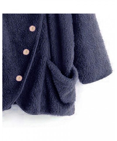 Womens Winter Jacket Coats Button Hem Plus Size Hoodie Top Sweater Blouse Thermal Sweatshirt Outerwear Women C-dark Blue $16....