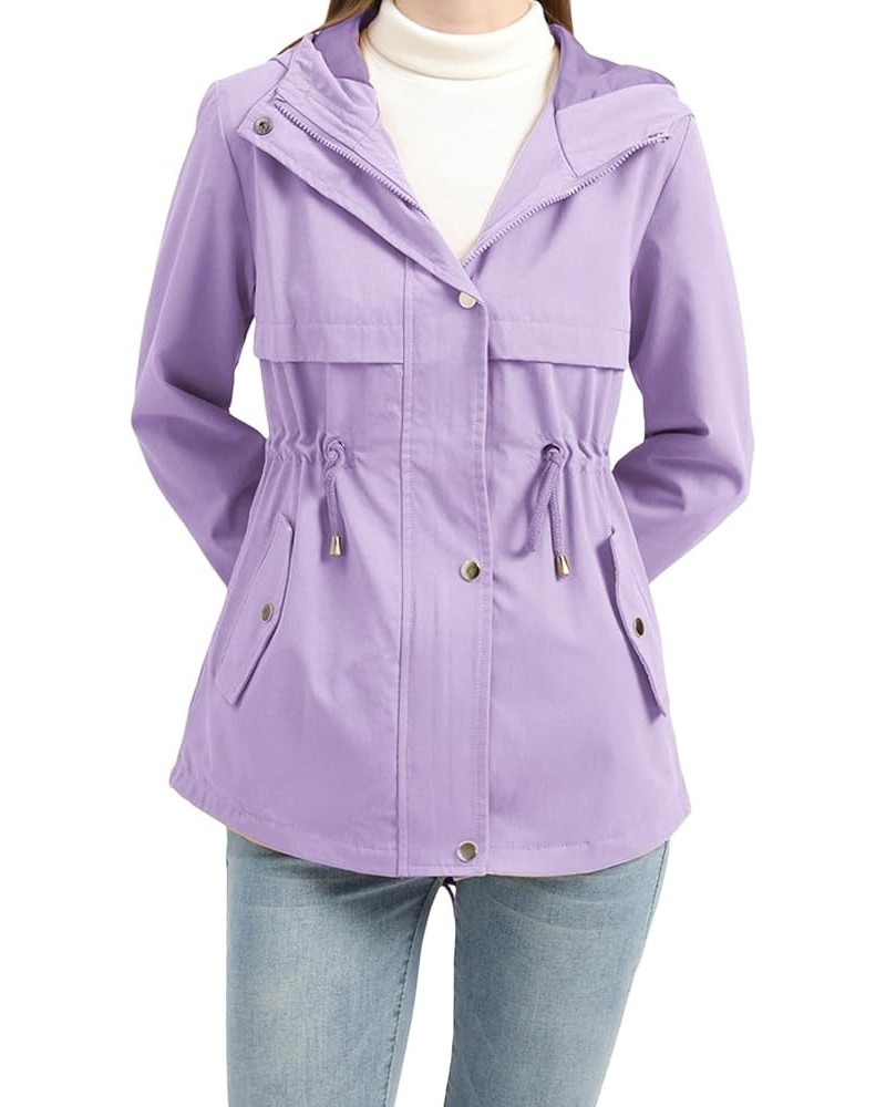 Women's Waterproof Raincoat Drawstring Lightweight Packable Tops Coat Hood Windbreaker Rain Jacket for Hiking Travel C Purple...