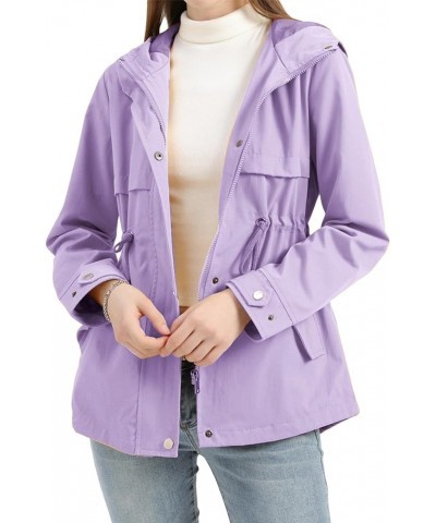 Women's Waterproof Raincoat Drawstring Lightweight Packable Tops Coat Hood Windbreaker Rain Jacket for Hiking Travel C Purple...