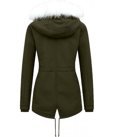 Womens Winter Coats Warm Sherpa Lined Parkas Jacket Thicken Windproof Outerwear With Fur Hood Plus Size Puffer Down A05-army ...