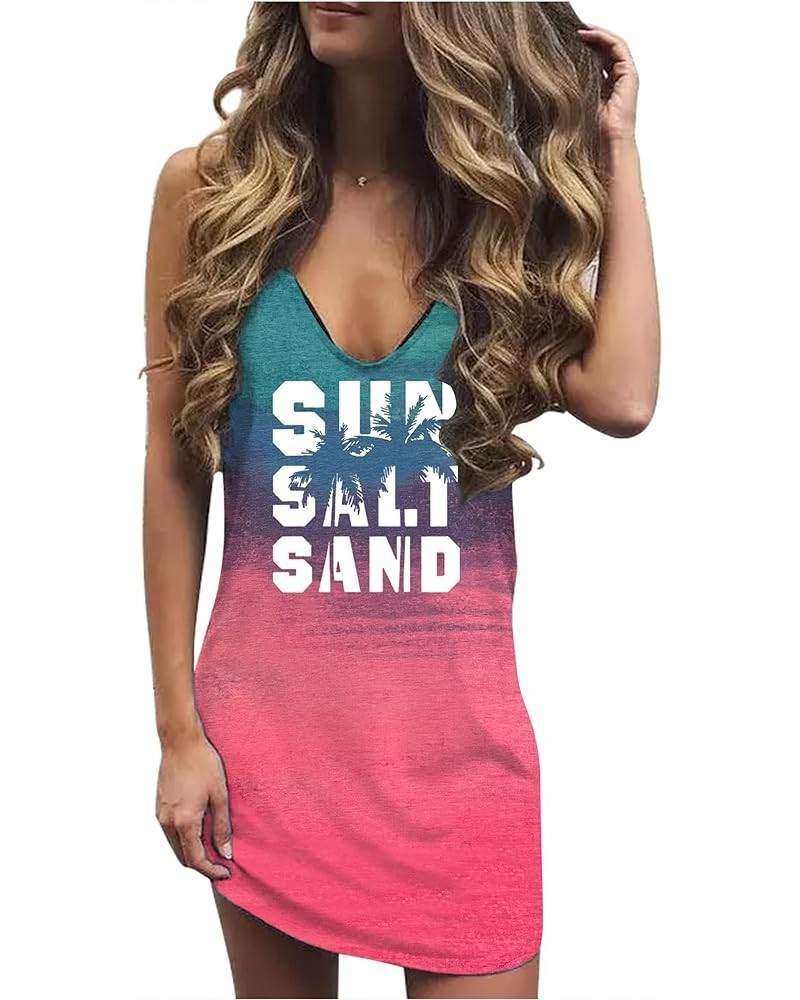 Sexy Summer Dress for Women Sun Salt Sand Graphic Mini Dress Hawaii Beach Vacation Dresses Summer Sexy V Neck Sundress Gradie...