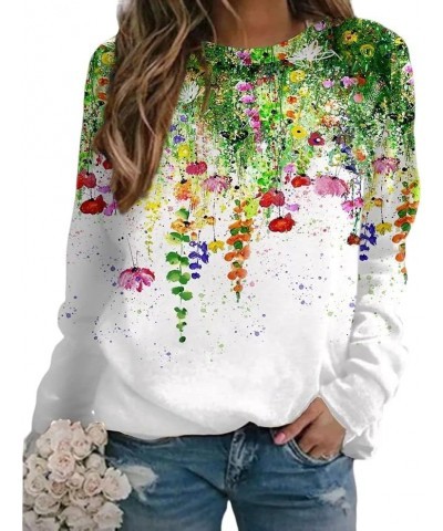 Floral Print Sweatshirt Womens Plant Lightweight Comfy Loose Long Sleeve Crewneck Landscape Boho Top Pullover White $15.68 Ho...