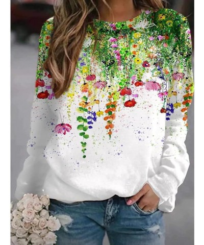 Floral Print Sweatshirt Womens Plant Lightweight Comfy Loose Long Sleeve Crewneck Landscape Boho Top Pullover White $15.68 Ho...