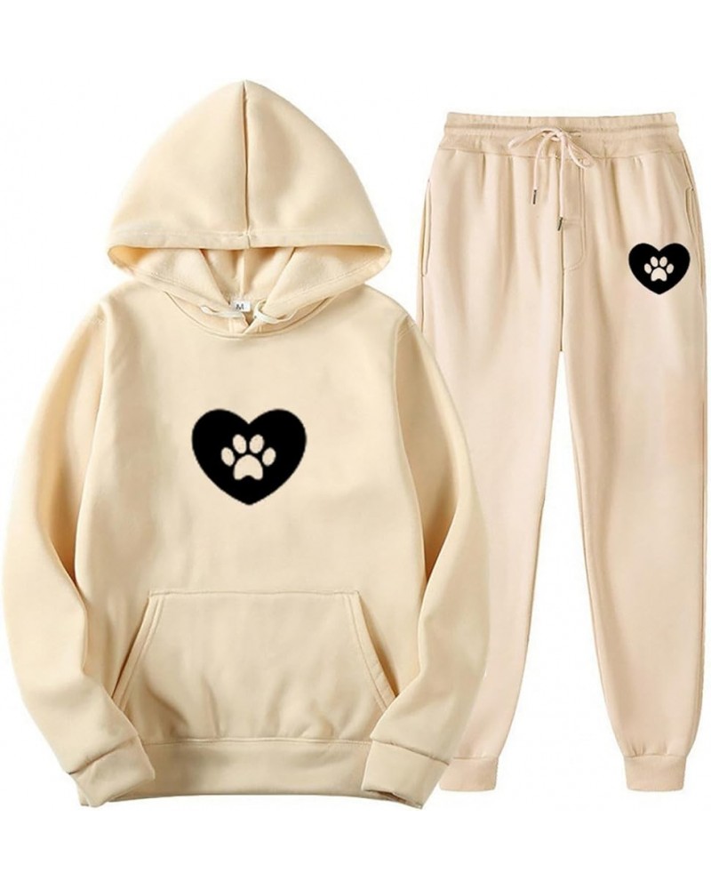 2024 Unisex Sweatsuits for Couples Set Tracksuit Winter 2 piece Outfits Heart Printed Hoodies Sweatshirts and Sweatpant Set 0...