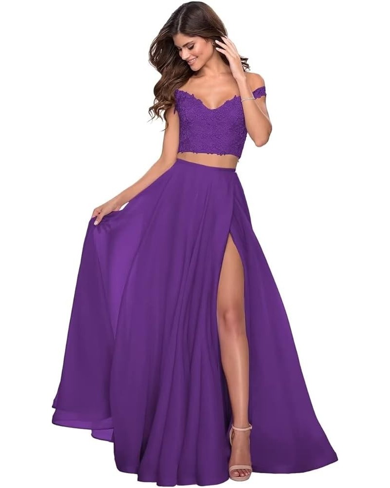 Two Piece Prom Dresses Long Formal for Women Teens Homecoming Graduation Party BD450 Purple-2 $31.82 Others