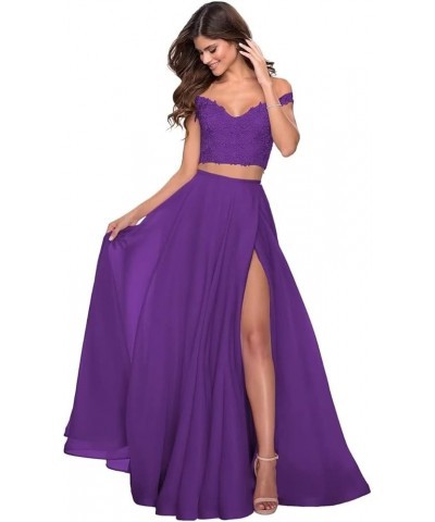 Two Piece Prom Dresses Long Formal for Women Teens Homecoming Graduation Party BD450 Purple-2 $31.82 Others