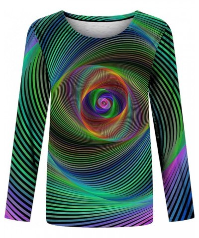 T Shirt for Women 3D Graphic Tee Optical Illusion Shirts 3/4 Sleeve Tshirt Tunic Tops Trendy Classic Pullover Blouses N03 gre...