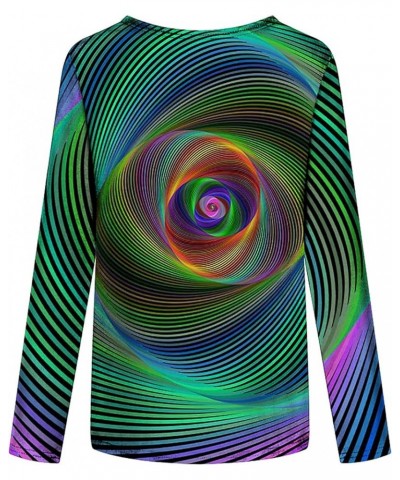 T Shirt for Women 3D Graphic Tee Optical Illusion Shirts 3/4 Sleeve Tshirt Tunic Tops Trendy Classic Pullover Blouses N03 gre...