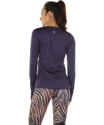 Women's Workout Yoga Long Sleeve T-Shirts with Thumb Holes Purple $11.12 Activewear