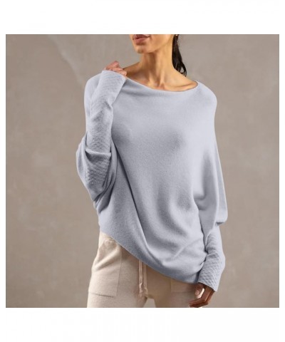 Womens Sweaters Fall 2023 Winter Off The Shoulder Fitted Top Batwing Round Neck Sweater Knit Casual Tunic Pullover D79-light ...