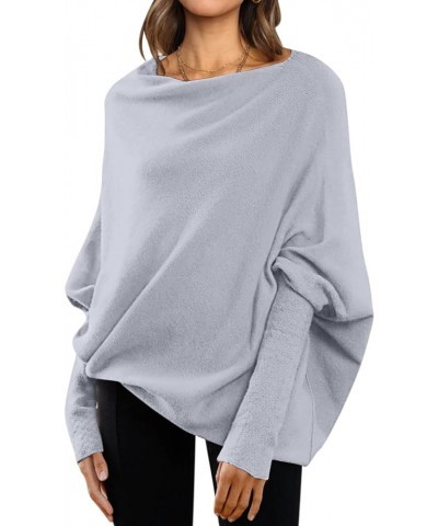 Womens Sweaters Fall 2023 Winter Off The Shoulder Fitted Top Batwing Round Neck Sweater Knit Casual Tunic Pullover D79-light ...