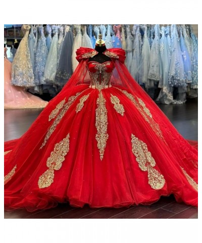 Cute 3D Butterfly on Lace Flower Embroidery Ball Gown Quinceanera Prom Dresses with Strap Sweet 16 Dress Y2/Red $77.14 Dresses