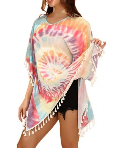 Women's Tie Dye Swimsuit Cover Ups Bikini Beach Bathing Suit Coverups Multicolor $12.60 Swimsuits