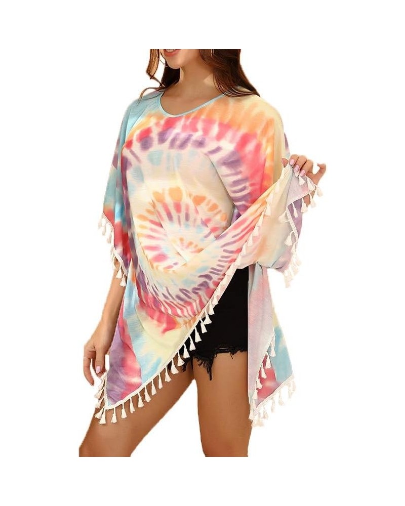 Women's Tie Dye Swimsuit Cover Ups Bikini Beach Bathing Suit Coverups Multicolor $12.60 Swimsuits