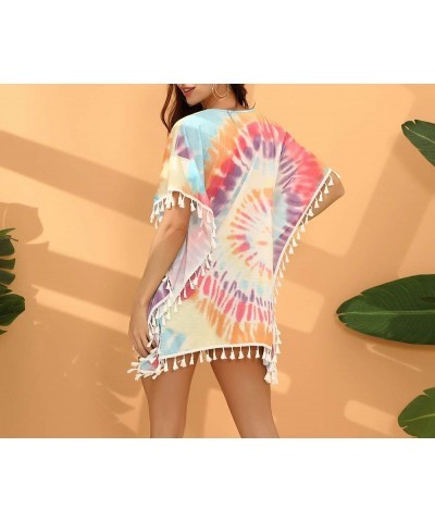 Women's Tie Dye Swimsuit Cover Ups Bikini Beach Bathing Suit Coverups Multicolor $12.60 Swimsuits