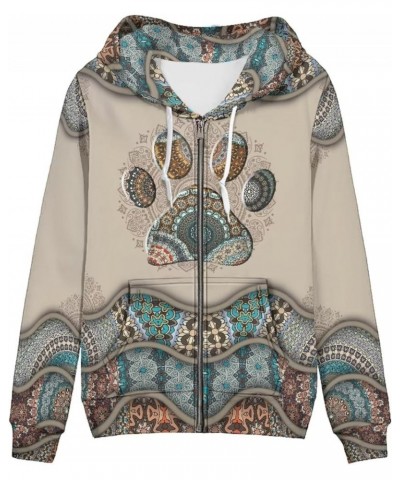 Zipper Hoodies for Women Oversized Athletic Fall Cardigan Plus Size Western Cats Paw $17.94 Sweaters