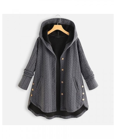 Womens Pea Coats Winter,Women's Autumn Winter Solid Colour Hooded Single Breasted Irregular Cotton Jacket Gray $11.33 Jackets