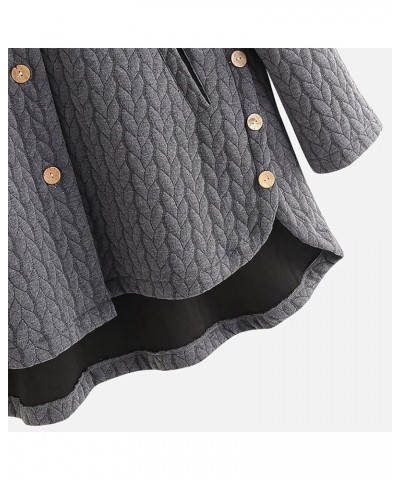 Womens Pea Coats Winter,Women's Autumn Winter Solid Colour Hooded Single Breasted Irregular Cotton Jacket Gray $11.33 Jackets