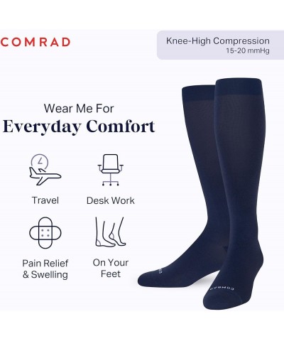 Nylon Knee High Socks - 15-20mmHg Graduated Compression Socks - Soft & Breathable Support Unisex Socks Regular Navy $19.79 Socks