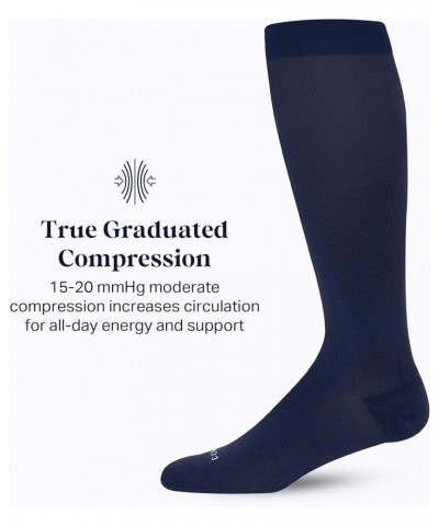 Nylon Knee High Socks - 15-20mmHg Graduated Compression Socks - Soft & Breathable Support Unisex Socks Regular Navy $19.79 Socks