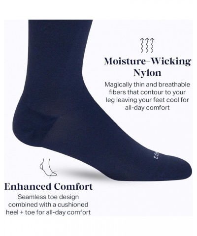 Nylon Knee High Socks - 15-20mmHg Graduated Compression Socks - Soft & Breathable Support Unisex Socks Regular Navy $19.79 Socks