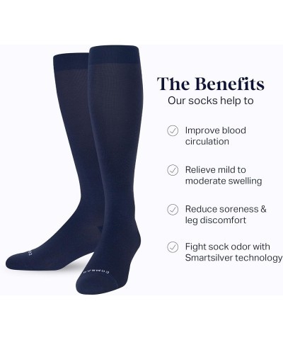 Nylon Knee High Socks - 15-20mmHg Graduated Compression Socks - Soft & Breathable Support Unisex Socks Regular Navy $19.79 Socks