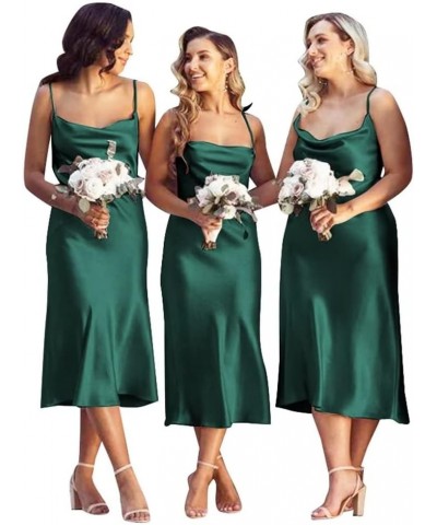 Bridesmaid Dresses Short Cowl Neck Prom Dress Tea Length Satin Formal Dresses for Women Teal $25.60 Others