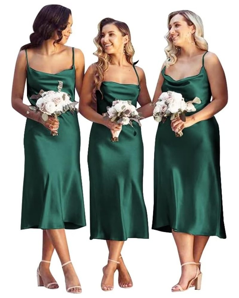 Bridesmaid Dresses Short Cowl Neck Prom Dress Tea Length Satin Formal Dresses for Women Teal $25.60 Others