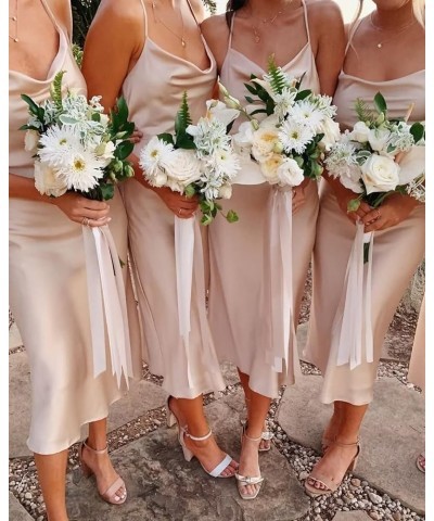 Bridesmaid Dresses Short Cowl Neck Prom Dress Tea Length Satin Formal Dresses for Women Teal $25.60 Others